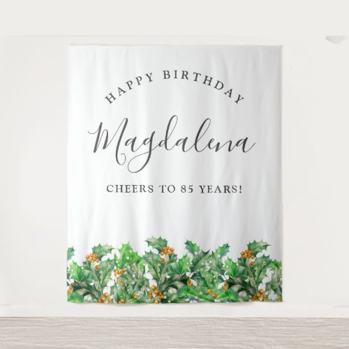 85th Birthday December Birth Flower Backdrop