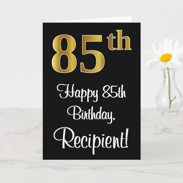 85th Birthday ~ Elegant Luxurious Faux Gold Look # Card (Small Plant)