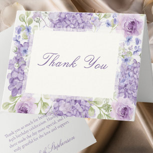 85th Birthday Elegant Purple Floral Thank You Note Card