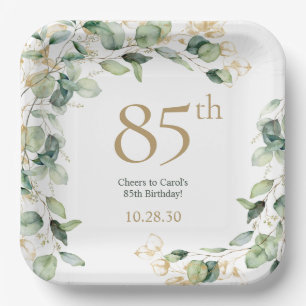 85th Birthday Eucalyptus Paper Plates