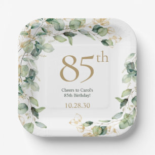 85th Birthday Eucalyptus Paper Plates