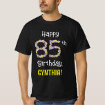 [ Thumbnail: 85th Birthday: Floral Flowers Number “85” + Name T-Shirt ]