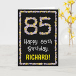 [ Thumbnail: 85th Birthday: Floral Flowers Number, Custom Name Card ]