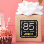 [ Thumbnail: 85th Birthday: Floral Flowers Number, Custom Name Sticker ]