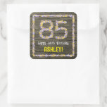 [ Thumbnail: 85th Birthday: Floral Number, Faux Wood Look, Name Sticker ]