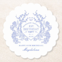 85th Birthday French Blue Floral Crest Custom