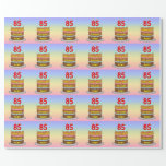 [ Thumbnail: 85th Birthday: Fun Cake and Candles + Custom Name Wrapping Paper ]