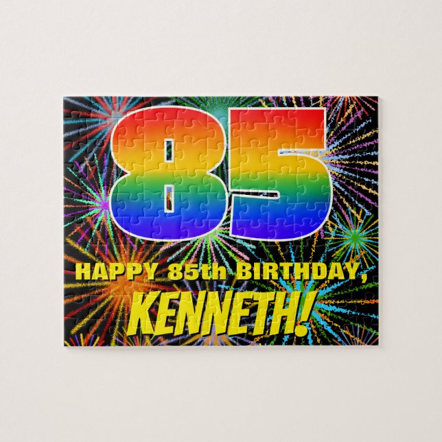 85th Birthday: Fun, Colorful Celebratory Fireworks Jigsaw Puzzle (Horizontal)