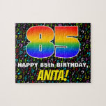 [ Thumbnail: 85th Birthday — Fun, Colorful Music Symbols & “85” Jigsaw Puzzle ]