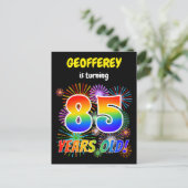 85th Birthday - Fun Fireworks, Rainbow Look "85" Postcard (Standing Front)