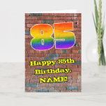 [ Thumbnail: 85th Birthday: Fun Graffiti-Inspired Rainbow 85 Card ]
