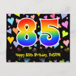 [ Thumbnail: 85th Birthday: Fun Hearts Pattern, Rainbow 85 Postcard ]