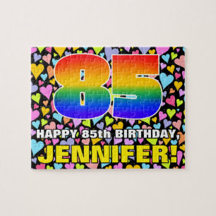 85th Birthday — Fun, Loving Heart Shapes + “85” Jigsaw Puzzle
