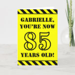 [ Thumbnail: 85th Birthday: Fun Stencil Style Text, Custom Name Card ]