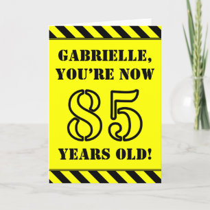 85th Birthday: Fun Stencil Style Text, Custom Name Card