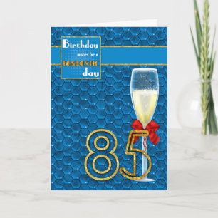 85th Birthday - Geometric Birthday Card Champagne