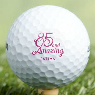 85th Birthday Gift for Mom Pink Script Elegant Golf Balls