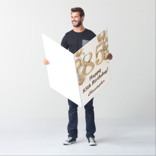 85th Birthday Gold Balloons Confetti Extra Large Card