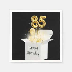 85th Birthday Gold Balloons In White Box Napkins