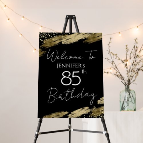 85th Birthday Gold Black Welcome Poster