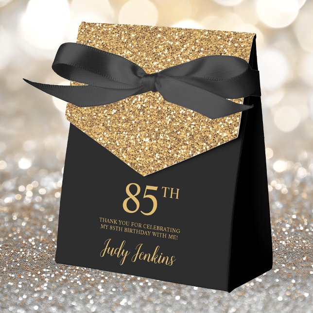 85th Birthday Gold Glitter Thank You Favor Boxes (Creator Uploaded)