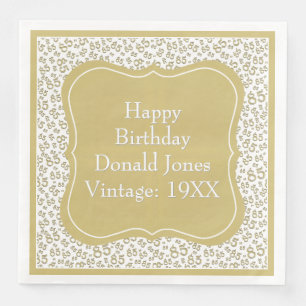 85th Birthday Gold/White Bracket Number Pattern Paper Dinner Napkins