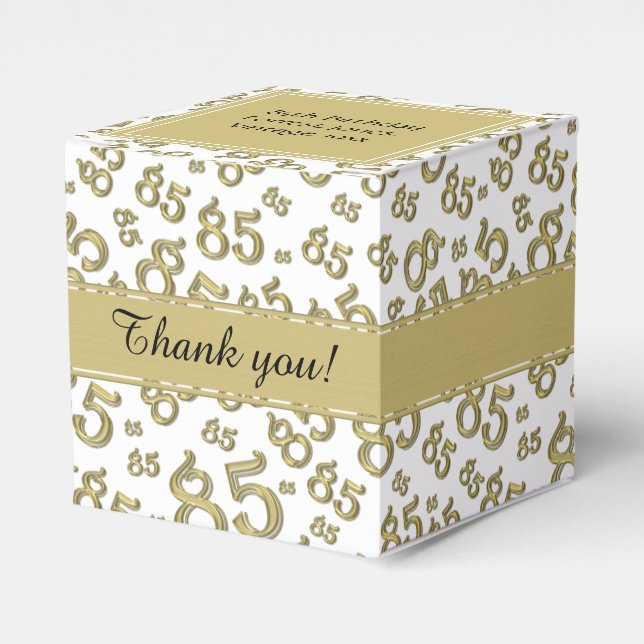 85th Birthday Gold/White collage pattern Favor Boxes (Front Side)