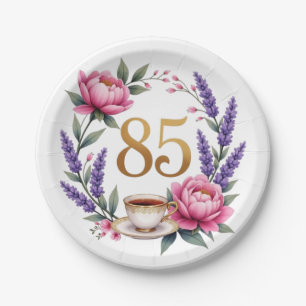 85th Birthday Grandma Floral Paper Plates