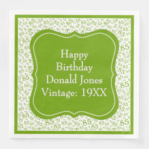 85th Birthday Green/White Bracket Number Pattern Paper Dinner Napkins