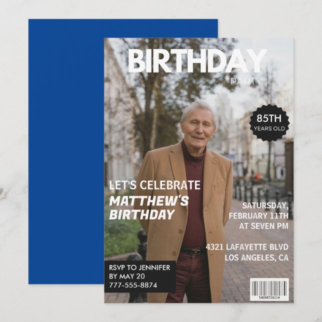 85th birthday invitations Men Him Magazine Cover (Front/Back)