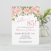 85th Birthday Invitations Pink Floral Modern Party | Zazzle
