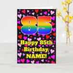 [ Thumbnail: 85th Birthday: Loving Hearts Pattern, Rainbow # 85 Card ]
