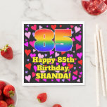 [ Thumbnail: 85th Birthday: Loving Hearts Pattern, Rainbow # 85 Napkins ]