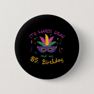 85th Birthday Mardi Gras Carnival Celebration Shir Button