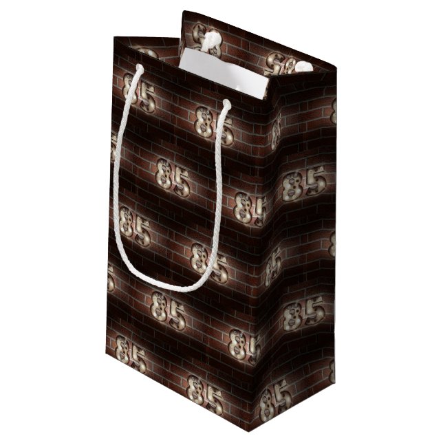 85th birthday-marque lights on brick small gift bag (Back Angled)