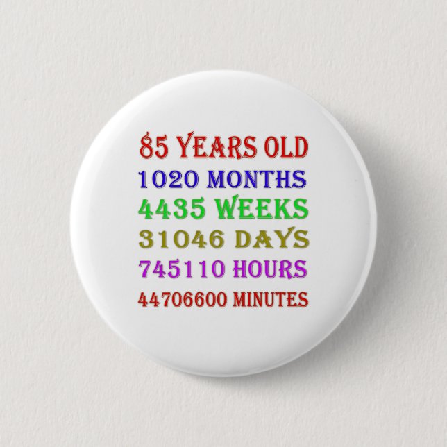 85th Birthday Milestones Button (Front)