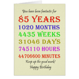85th Birthday Milestones Cards