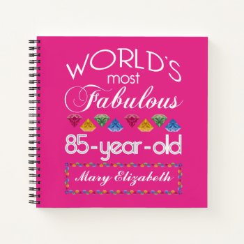 85th Birthday Most Fabulous Colorful Gems Pink Notebook by BCMonogramMe at Zazzle