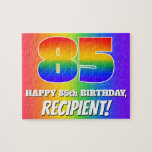 [ Thumbnail: 85th Birthday — Multicolored Rainbow Pattern “85” Jigsaw Puzzle ]