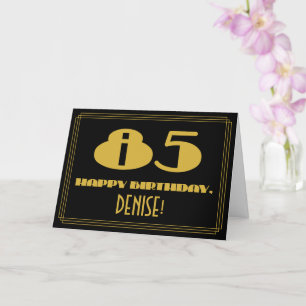 85th Birthday: Name + Art Deco Inspired Look "85" Card