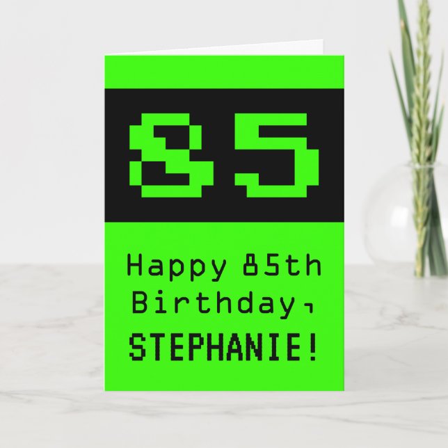 85th Birthday: Nerdy / Geeky Style "85" and Name Card (Front)