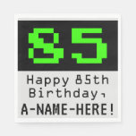 [ Thumbnail: 85th Birthday - Nerdy / Geeky Style "85" & Name Napkins ]