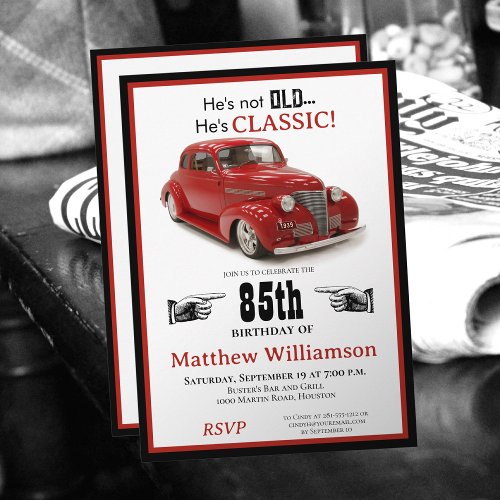 85th Birthday Not Old But Classic 1939 Coupe Mens Invitation