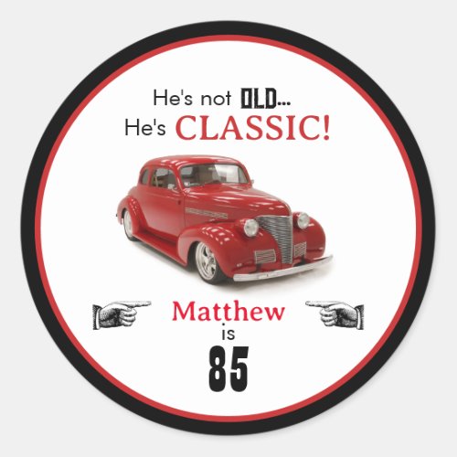 85th Birthday Not Old But Classic Red 1939 Coupe Classic Round Sticker