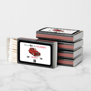 85th Birthday Not Old He's Classic Red 1939 Coupe Matchboxes