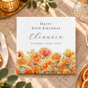 85th Birthday November Birth Flower Chrysanthemum Napkins
