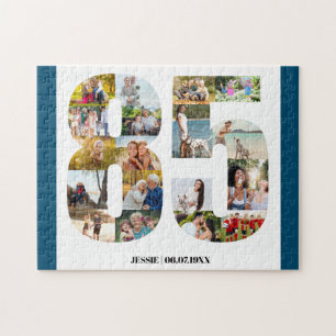 85th Birthday Number 85 Custom Photo Collage Jigsaw Puzzle