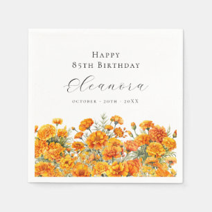 85th Birthday October Birth Month Flower Marigold Napkins