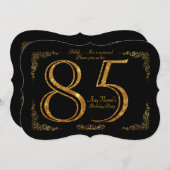 85th,Birthday party 85th,great Gatsby,black & gold Invitation (Front/Back)