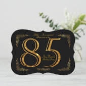 85th,Birthday party 85th,great Gatsby,black & gold Invitation (Standing Front)